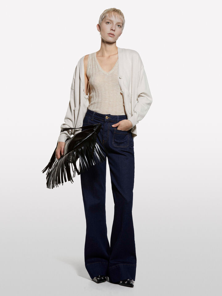 Dove gray oversize fit cardigan - women's cardigans - Beige | Sisley image number 1